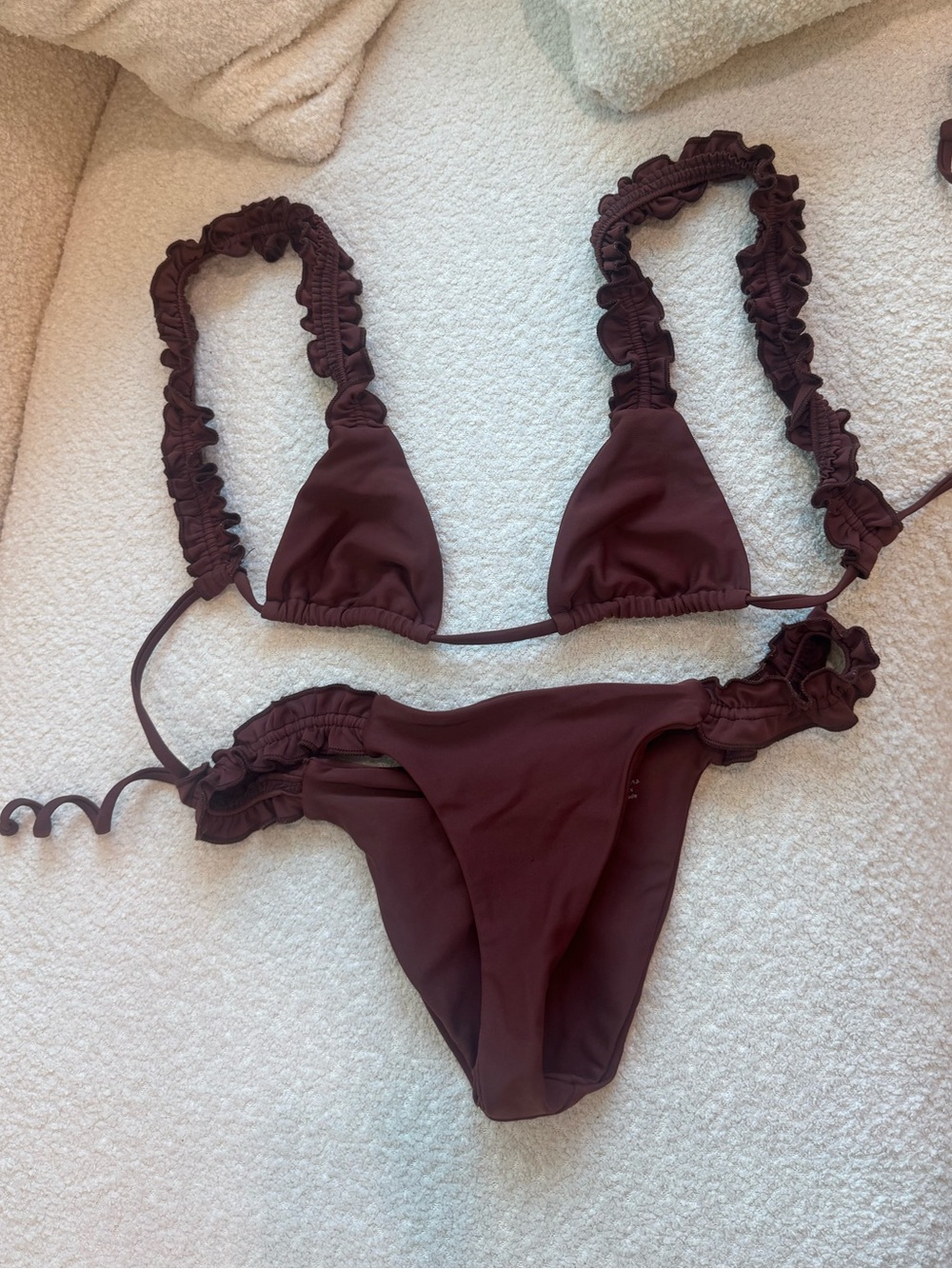 Ruched Triangle Bikini Set in Deep Burgundy